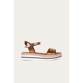 Resim Bueno Shoes Bronz Deri Kadın Düz Sandalet 