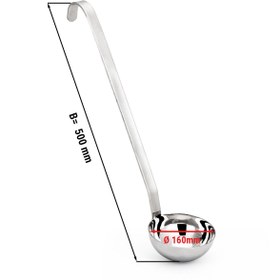 Resim Kepçe - Ø140mm - Uzunluk: 500mm - Paslanmaz Çelik - (4 Adet) 