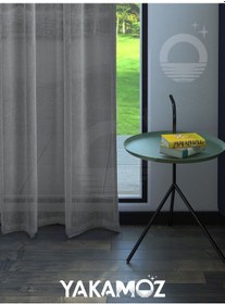 Resim Gri Keten Görünümlü Ekstraforlu Tül Perde Linen Touch Serisi GRİ 