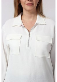 Resim Moda Berray 3055 Yaka Fermuarlı Yandan Yırtmaçlı Gömlek Beyaz 