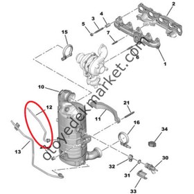 Resim Peugeot 208 (2019-2020) 1.5 Blue Hdi Partikül Filtresi Üst Basınç Borusu (Orijinal) 