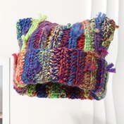 Resim Kadınlar İçin Bohem Sokak Stili Bere - Çok Renkli Gradyan Tie-Dye, Esnek Nefes Alabilir Tığ İşi Tasarım, Elde Yıkanabilir Kolsuz Kışlık Şapka, Günlük Giyim için Şık Baş Aksesuarı, Dokulu Saç Bandı 