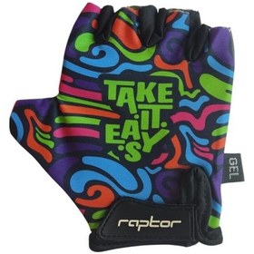 Resim Raptor Çocuk Eldiveni Kısa Parmak Çocuk Bisiklet Eldiveni Silikon Jelli Take İt Easy Desenli M Beden 