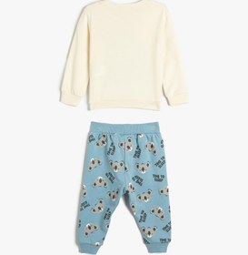 Resim Erkek Bebek Pamuklu Pijama Takımı Koalalı Uzun Kollu Tişört ve Beli Lastikli Pijama Altı 2 Parça 