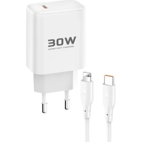 Resim Eco Port Joko JK89 30W Type-C Çıkışlı Ekstra DC66 1m Type-C To Lightning Kablolu Pd Şarj Cihazı - Beyaz 