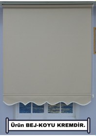 Resim Kalın Keten Stor Zebra Güneşlik Perde Etekli Alüminyum Kasa & Boru, Ithal Kumaş Bej 