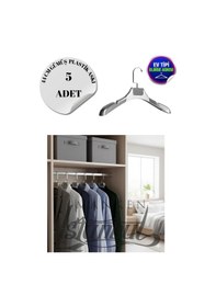 Resim Ceket Askısı 44 Cm Gümüş Plastik Bluz Elbise Kıyafet Askısı Ev Tipi 5 Adet Diğer 