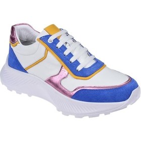 Resim Pullman İçi Dışı Hakiki Deri Kadın Spor Ayakkabı Plm-34600 Beyaz Mavi-beyaz Mavi Beyaz - Mavi 