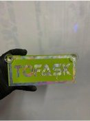 Resim Yeşil Renk Üzeri Hologram Renk Tofaşk Yazılı Vantuzlu Cam Süsü 