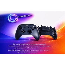 Resim Cosmostech Xbox One / One S 8. Nesil Kol Kasası Ön + Arka Cover Seti Siyah – Gamepad Gövde Değişim Kapağı 