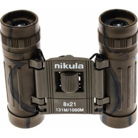 Resim 8x21 Nikula Dürbün Kamuflaj Av Dürbünü 131m/1000m Kauçuk Kaplama Siyah 