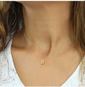 Resim Gümüş 3 Boyutlu B Harf Kadın Kolye (523255808) 