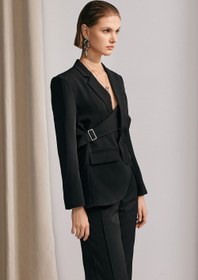 Resim Morgan Siyah Asimetrik Kesim Blazer - S 