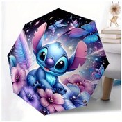 Resim Honeybeeshop Stitch Otomatik Şemsiye 8 Çubuklu Açılır Kapanır Renkli Taşınabilir Seylik Şemsiye 