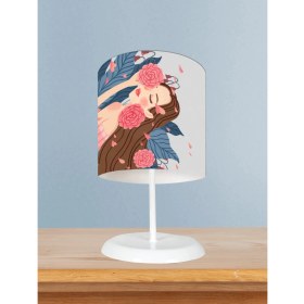 Resim Mekta Home Bebek ve Çocuk Odası Çiçekli Prenses Kız Desenli Abajur 
