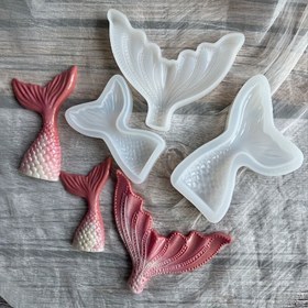 Resim 3'lü Set Denizkızı Kuyruğu Silikon Kalıp, Pişirme Kalıbı, Balık Kuyruğu Kalıbı, Süper Ayna Yüzeyli Kalıp, Epoksi Reçine, Kendin Yap Sabun, Kendin Yap Mum, Alçı, El Sanatları için Uygun, El Yapımı Hediyeler, DIY Anahtarlıklar 