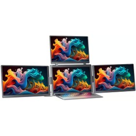 Resim Trimonitör 15.6” Üçlü Taşınabilir Monitör (Sabit Panel) Çoklu Ekran Laptop Notebook Monitörü 1920x1200 IPS Type-C 