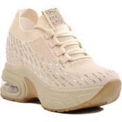 Resim Ayakmod Bej Taşlı Air Tabanlı Kadın Sneaker 