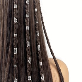 Resim 40 parça/set Karışık Saç Halkaları Seti, Dreadlocks Boncuk Saç Halkaları Klips Kadın Kız Saç Aksesuarları Loc Saç Takıları Örgüler için 