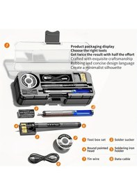 Resim Turuncu Dijital Ekranlı Şarj Edilebilir Lödürme Seti - Alüminyum Yapı, Çok Seviyeli Sıcaklık Kontrolü, Uyanma Fonksiyonu, Taşınabilir Kablosuz Tasarım, Elektronik Tamir İçin Uygun, Bilgisayarlar Ve Masaüstü Bilgisayarlarla Uyumlu, Pil Gerekmez 