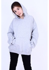Resim Toontoy Kız Çocuk Kanguru Cepli Sweatshirt Gri Melanj 