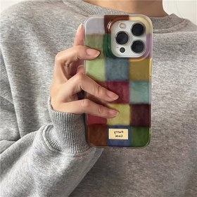 Resim Vortex desenli renkli küçük ızgara etiketli iPhone 11 12 13 14 15 16 pro max için telefon kılıfı 