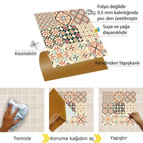 Resim Tink Kendinden Yapışkanlı Japon Desenli Pvc Karo 30x30 cm 11 Adet 1m2 