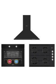 Resim Simfer 4 Fonksiyon Trend Siyah Metal 3'lü Ankastre Set 