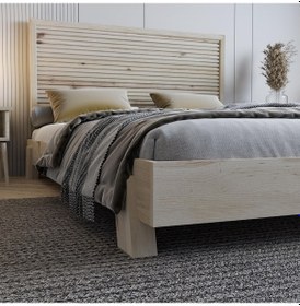 Resim Alaz Model Doğal Çam Ahşap Karyola Yatay -265 140 x 200 