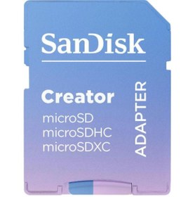 Resim Sandisk Creator 256GB 190/130MB/s microSDXC UHS-I A2 V30 Adaptörlü Hafıza Kartı SDSQXAV-256G-IN6MS 