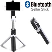 Resim ELSE NIPPON Siyah-Beyaz Bluetooth Kumandalı Selfie Çubuğu-tripod Vlog Monopod Telefon Tutucu 
