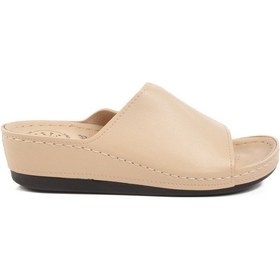 Resim Aspor Bej Anatomik Kadın Dolgu Topuk Terlik Çok Renkli 