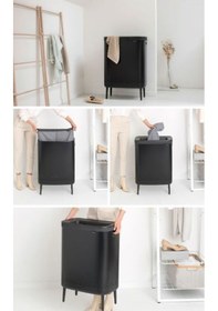 Resim Brabantia Bio Matt Black Plastik Kapaklı Çamaşır Sepeti 2x45lt Siyah 