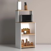 Resim T Designo T Designo Çakıl 2 Bölmeli Mikrodalga Dolabı - Çok Amaçlı Mutfak Dolabı Beyaz 