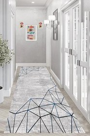 Resim Rovigo Dijital Baskı Yıkanabilir Kaymaz Taban Salon Halısı Ve Yolluk RV014-FNL268, Gri, 180 x 300 