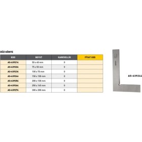Resim Fett 100X 70MM Asimeto Metal Düz Gönye AS-639234 