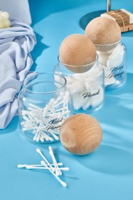 Resim FBZhome 3 Lü Top Kapaklı Şeffaf Etiketli Kulak Pamuğu - Makyaj Pamuğu -Pamuk Organizeri 500 ml 