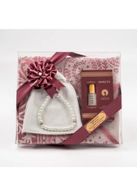 Resim Takke + Esans + Tesbih + Seccade Seti Bordo Bordo 110 x 64 