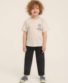 Resim Erkek Bebek Pamuklu Snoopy Baskılı Tshirt-15640 Ekru 