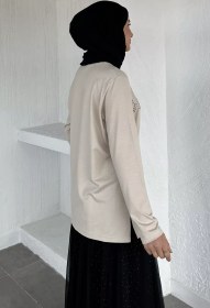 Resim Taşlı Tesettür Anne Penye Bluz Taş TZL-P-00021461 