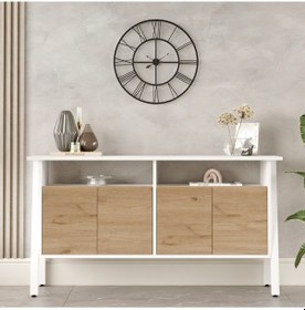 Resim Robin Home Oslo Konsol 4 Kapaklı 140cm Beyaz Metal Ayak 