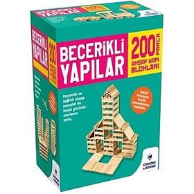 Resim Curious Genius Becerikli Yapılar 200 Parça Ahşap Yapı Blokları Eğitici STEM Oyuncak 3 Yaş+ 