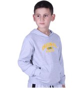 Resim Kapüşonlu Kanguru Cepli Orıgınal Baskılı Erkek Çocuk Sweatshirt Gri 