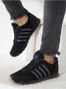 Resim WEBORN Erkek Siyah Füme Çizgili Casual Rahat Yumuşak Tabanlı Konforlu Sneaker Spor Ayakkabı 