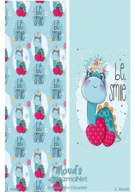 Resim Minik Dinozor Desenli Baskılı Çocuk Ve Bebek Odası Fon Perdesi 2 Kanat - Prd-09 Çok Renkli 