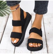 Resim Vkemall Bayanlar İçin Yazlık Açık Ayaklı Sandalet, Konforlu Eva Kalın Taban, Esnek Tekstil Kayışlı, Orta Geniş Ayaklara Uygun, 4 Cm Orta Topuk, Gündelik Kullanıma Uygun Siyah Siyah 