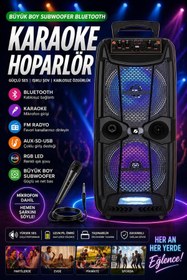 Resim nextbuy Büyük Boy Karaoke Speaker Mikrofonlu Bluetooth Hoparlör Extra Bass-Tweeter Subwoofer Ses Bombası 