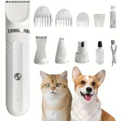 Resim 4-in-1 Düşük Gürültülü Evcil Hayvan Bakım Seti - Elektrikli Saç Kesme Makinesi, Tırnak Kesici, Kedi ve Köpekler için Pati Tıraş Makinesi, Profesyonel Şarj Edilebilir Tasarım ile Çoklu Eklemeler, Kedi Bakımı Temel Gereksinimleri | Modern Evcil Hayvan Bakımı | Dayanıklı Plastik Yapı, Evcil Hayvan Bakımı Malzemeleri 