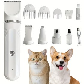 Resim 4-in-1 Düşük Gürültülü Evcil Hayvan Bakım Seti - Elektrikli Saç Kesme Makinesi, Tırnak Kesici, Kedi ve Köpekler için Pati Tıraş Makinesi, Profesyonel Şarj Edilebilir Tasarım ile Çoklu Eklemeler, Kedi Bakımı Temel Gereksinimleri | Modern Evcil Hayvan Bakımı | Dayanıklı Plastik Yapı, Evcil Hayvan Bakımı Malzemeleri 