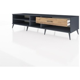 Resim Kronos Tv Ünitesi 2 Raflı Tek Çekmeceli 220x59x51 Antrasit-antrasit/çam Antrasıt/atlas Çam - Antrasıt 